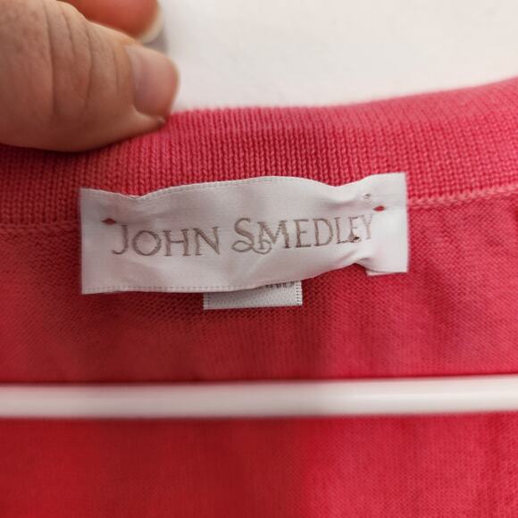 JOHN SMEDLEY Sea Island Cotton Polo Shirt M Pink Designer Knit - Picture 3 of 10